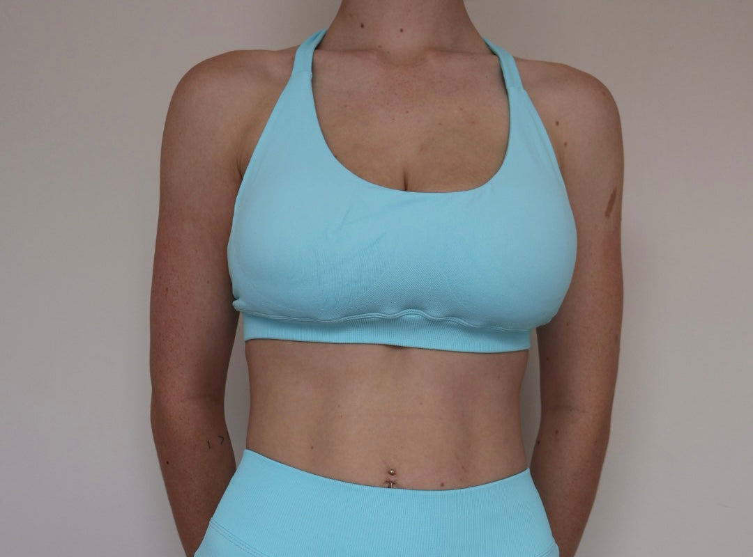 Form & Flow Halter Crop - Coastal Sky