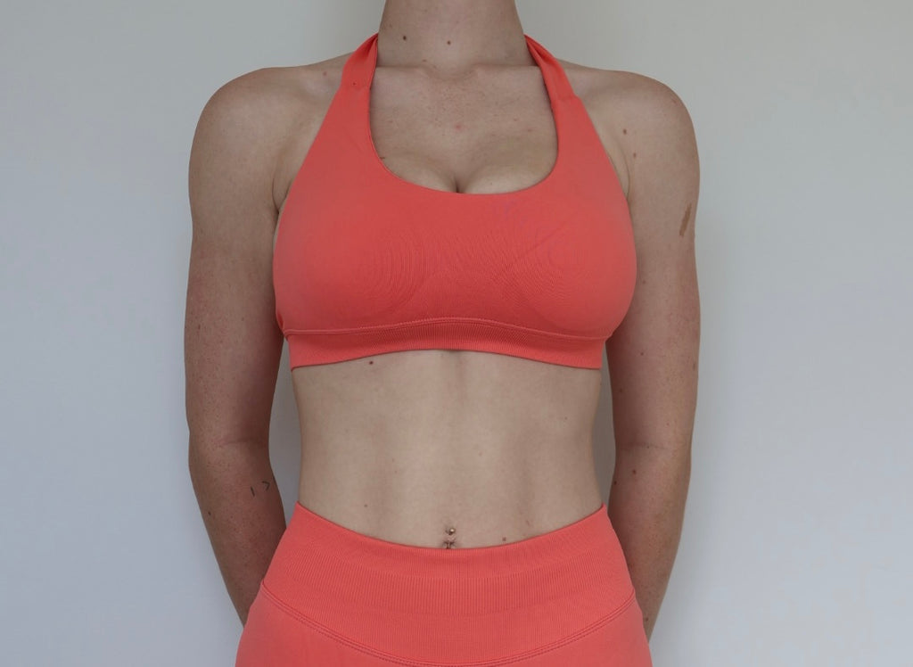 Form & Flow Halter Crop - Coral Coast
