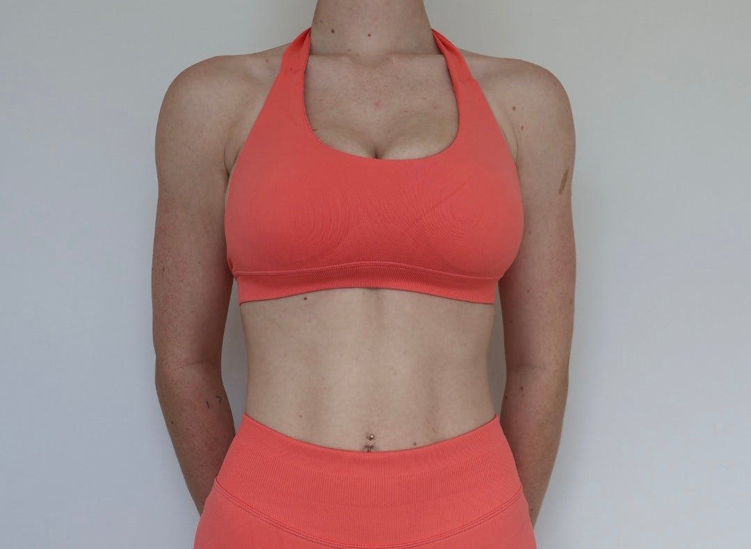 Form & Flow Halter Crop - Coral Coast
